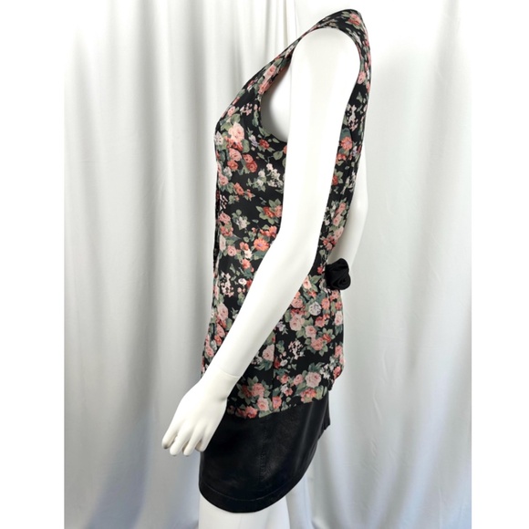 Vintage 1980’s 1990’s ‘Aziz Collection’ Pink + Black Floral Rose Print Vest • S - Picture 4 of 9